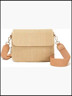 Faux Straw Crossbody Bag Woven Sling Purse Boho Travel Beach Essentials